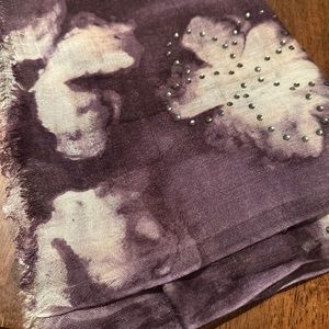 SIMPLY VERA VeraWang Purple Floral Scarf Wrap  Rhinestones Sheer Long 25x78